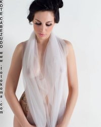 Современная гейша примерила прозрачный шарф в фотостудии 12 фотография